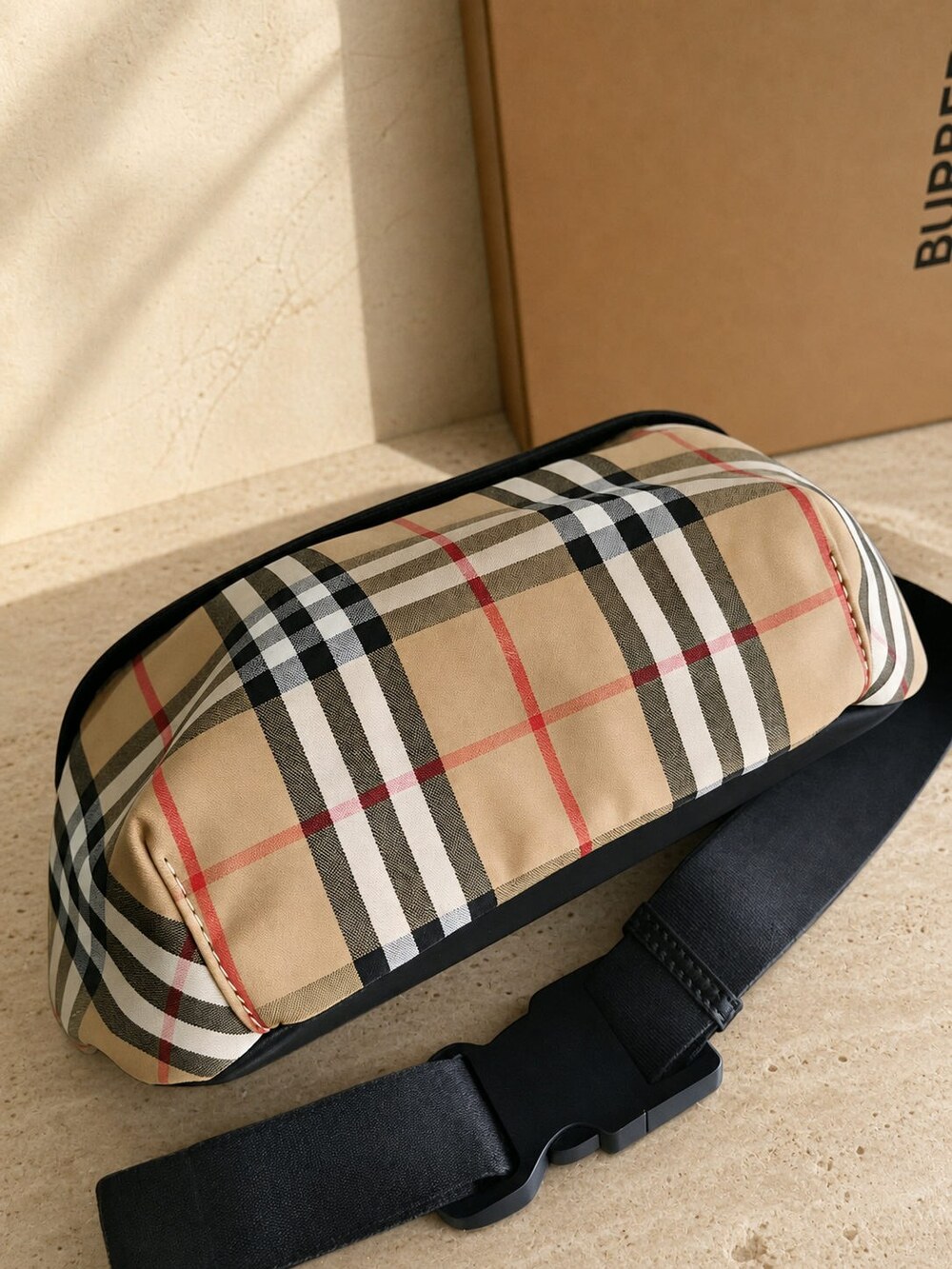 Burberry Vintage Check Beige Coated Canvas Belt Bag - Picture 2 of 5